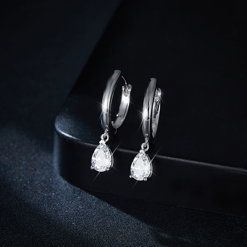 New 4*6mm Drop Pear Drop Earrings Authentic Moissanite Drill Pen S925 Silver Plated 18k Gold Earrings
