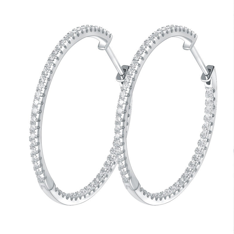 New Circle Earrings S925 Sterling Silver Stud Earrings Women's High-end Moissanite Earrings Show Small Face