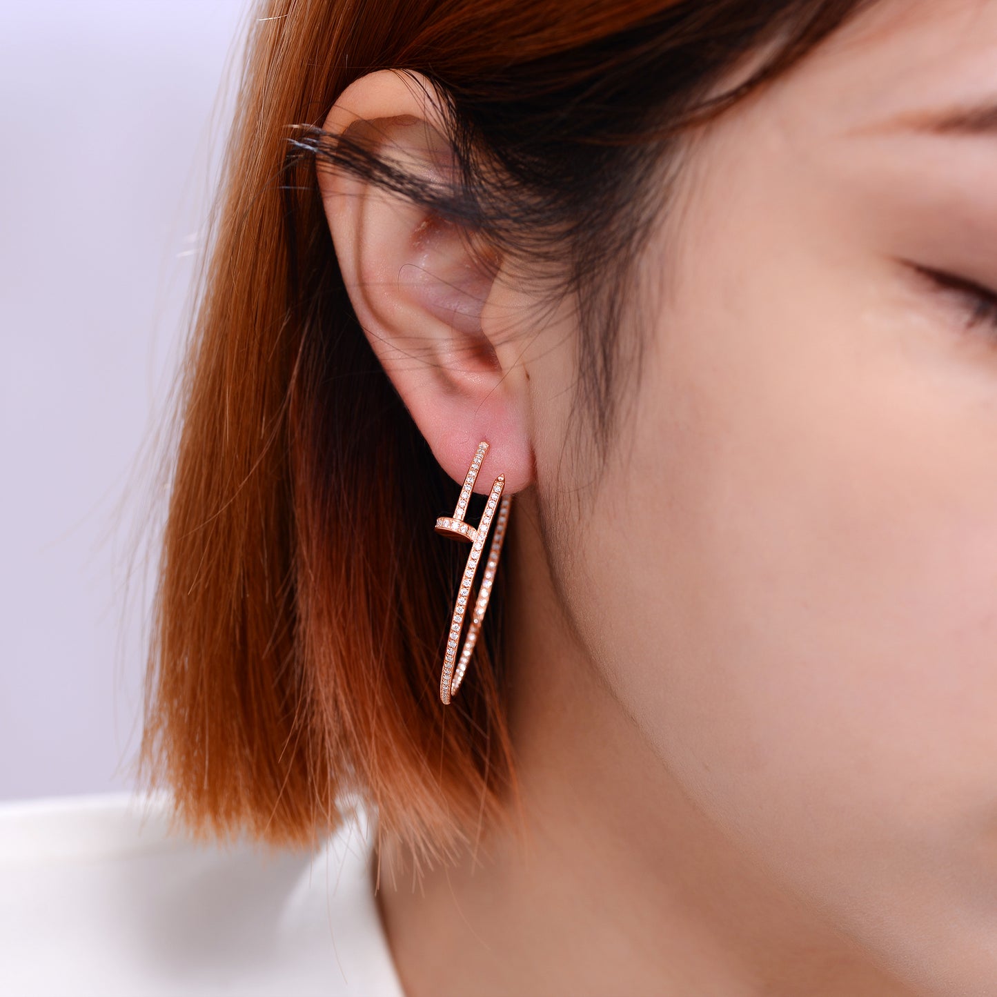 Nail Half Circle Earrings S925 Sterling Silver Stud Earrings Women's High-end Moissanite Earrings