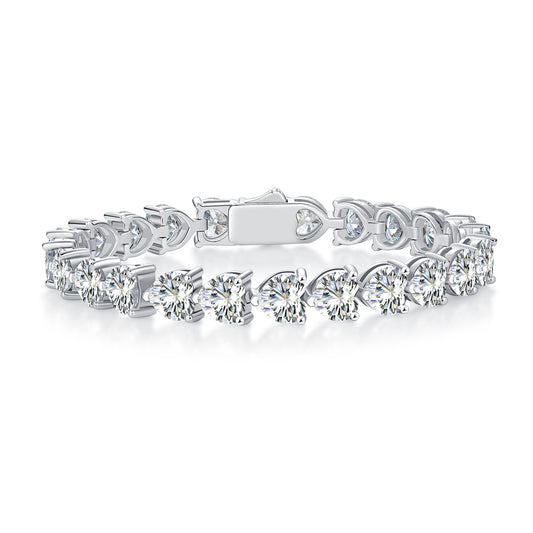 Full diamond 6.5mm heart shaped full moissanite hand ornament S925 silver plated 18k gold luxury bracelet