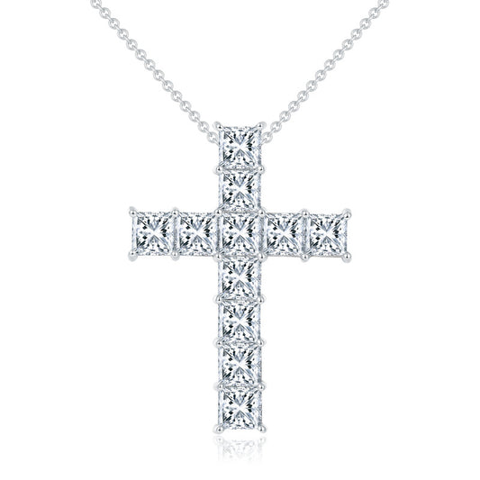 5.5mm white princess square moissanite 925 silver plated 18k necklace seconds over the diamond pen Europe and the United States
