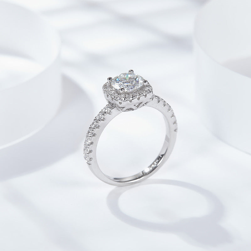 Moissanite Women's Ring Sterling Silver 3 Carat D Color Luxury Wedding Ring Square Bag Luxury Setting Engagement Wedding Ring