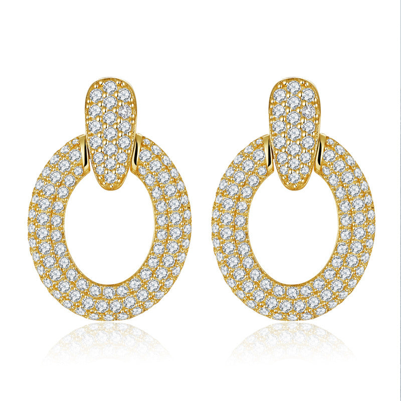 ins style  station small fresh earrings D color VVS moissanite stud earrings S925 silver plated 18k gold earrings