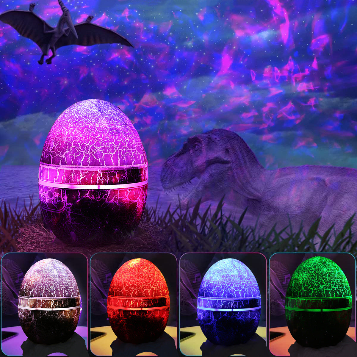 Cracked dinosaur eggs, starry sky projection lights, bedroom atmosphere lights, remote control, starry projectors