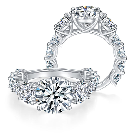 Luxury Full Diamond Round 10.0mm4ct Full Moissanite Silver Gold Plated Ring