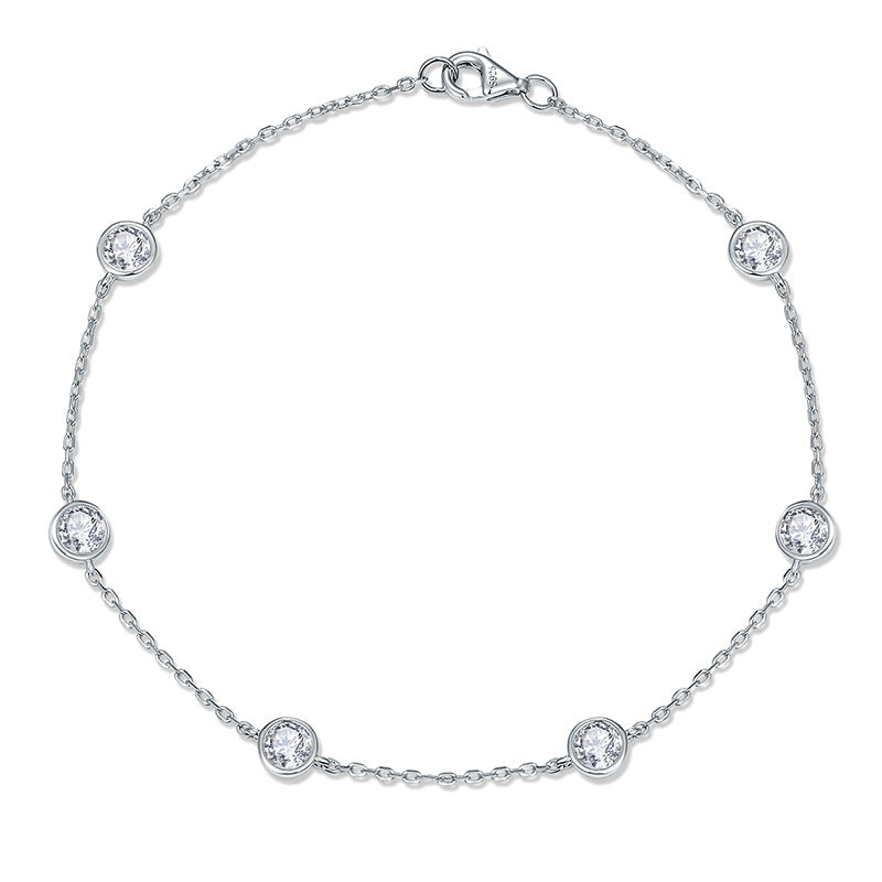 Ins style stacked 4.0mm round moissanite silver plated 18k gold bubble necklace