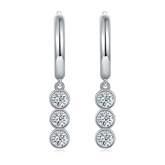 Fashion S925 Silver Plated 18k Gold Bubble Earrings 3.0mm Round Moissanite Drop Earrings