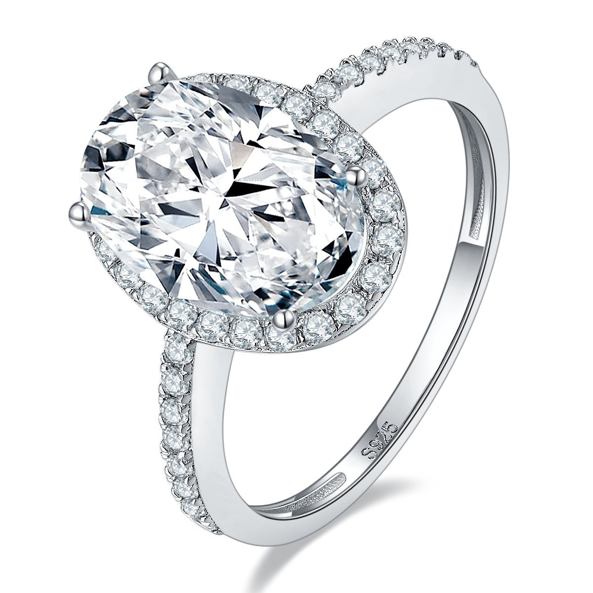 Special-shaped 18k gold personalized jewelry closed mouth 925 silver oval egg-shaped moissanite ring