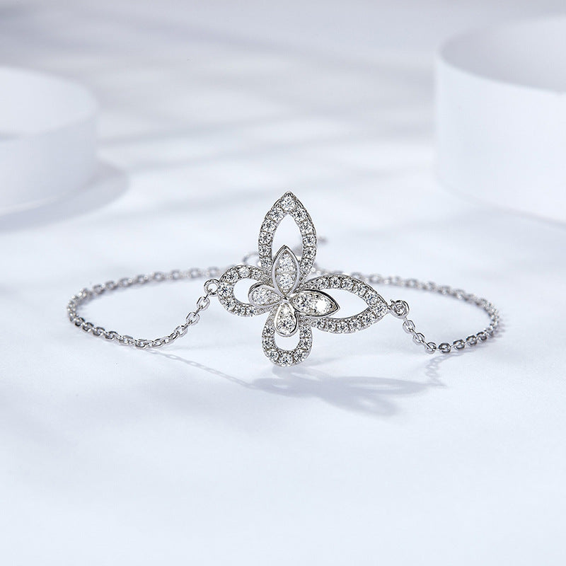 Fashion Classic Graff Butterfly Full Diamond Moissanite Bracelet S925 Silver Plated 18k Gold Stacked Hands