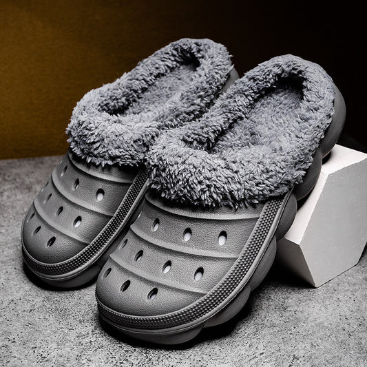 Winter velvet warm home cotton slippers couple room cotton slippers hole shoes garden shoes