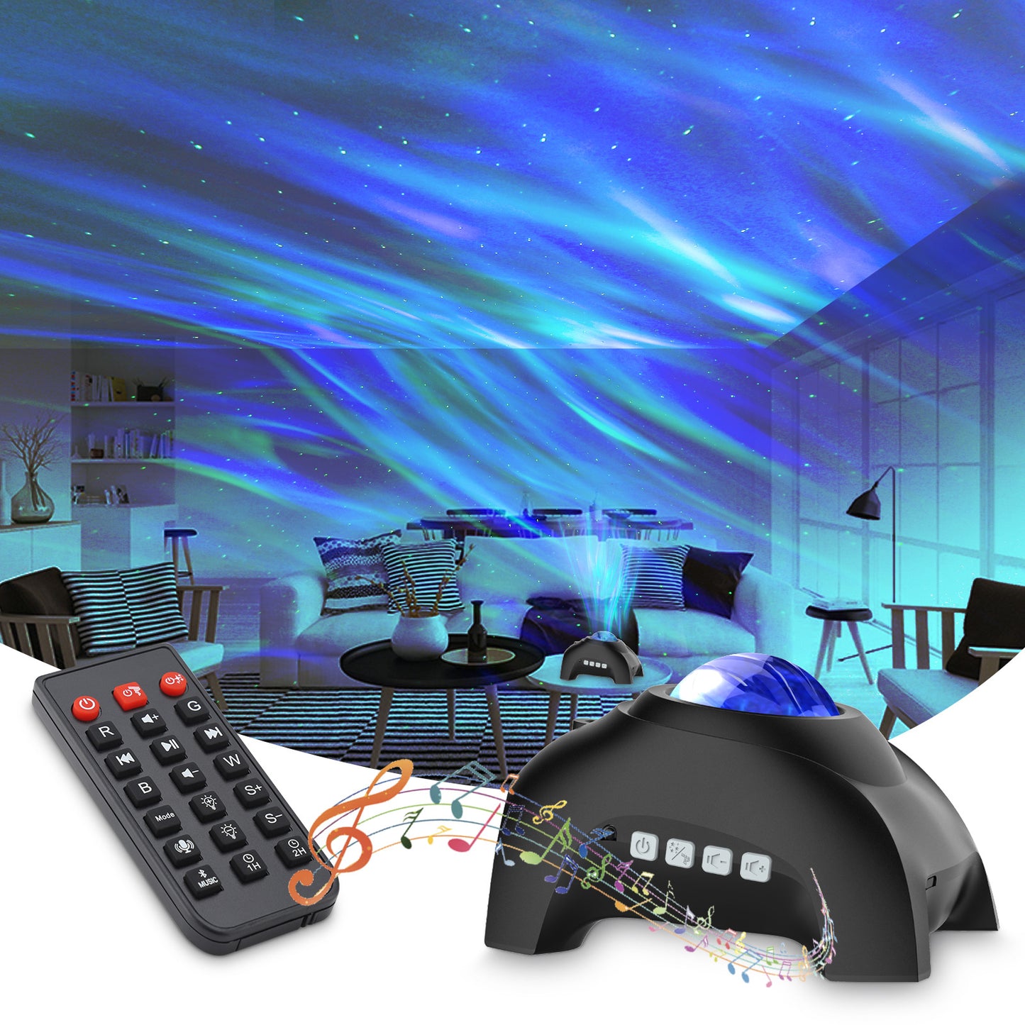 Aurora Projector Star Projector Galaxy Night Light Northern Light Projection Rotate LED Lamp Music Speaker