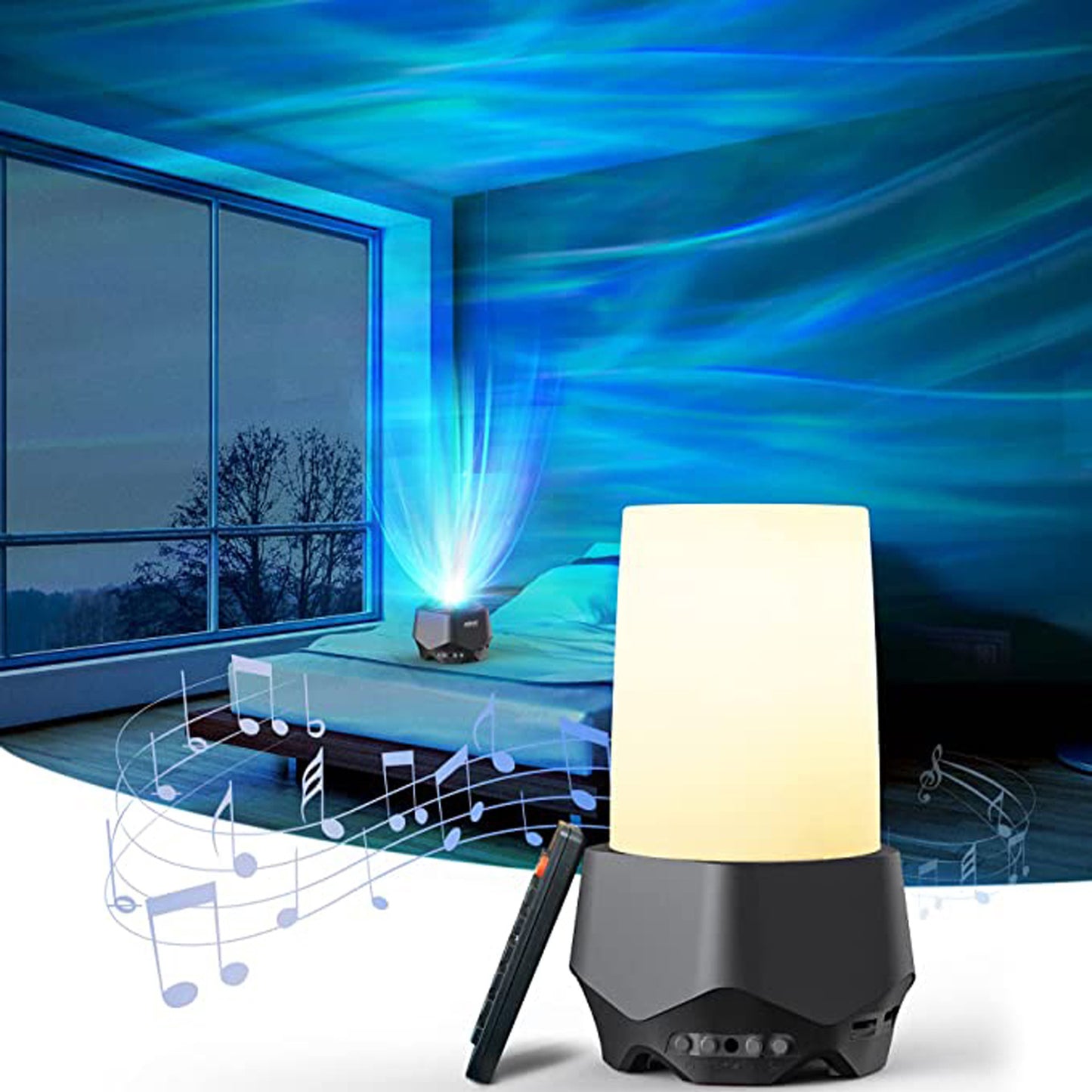 Northern Lights Aurora Projector for Bedroom, Night Light Projector Bluetooth Speaker White Noise