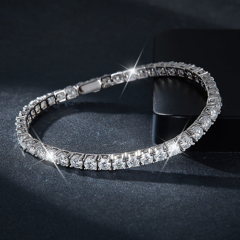 Classic four-claw 30 minutes 50 minutes 1 carat full circle D color VVS Moissanite 925 silver tennis bracelet