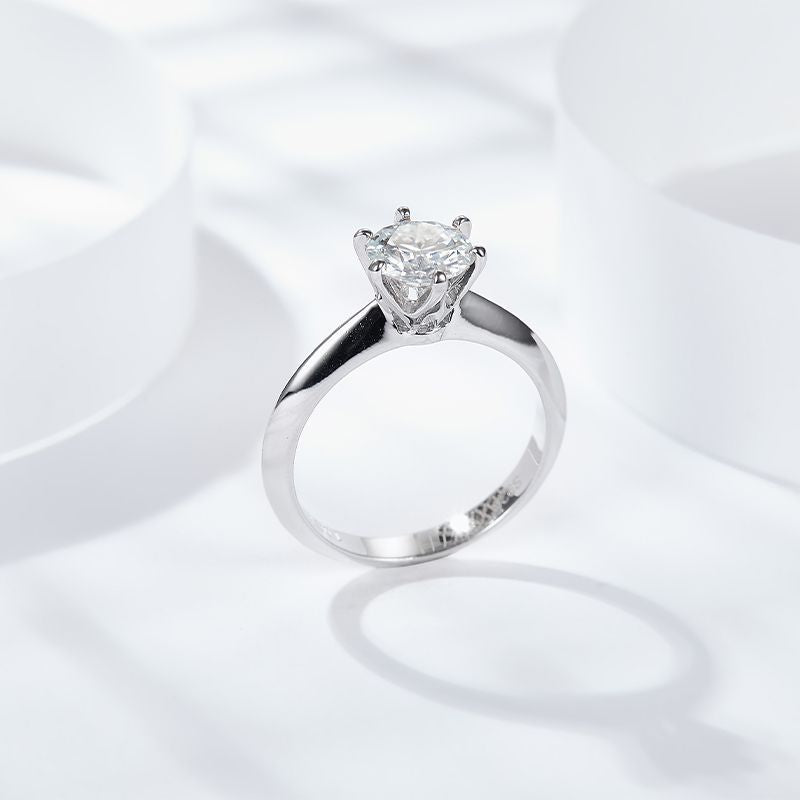 S925 silver  twist arm six claws with the same moissanite ring