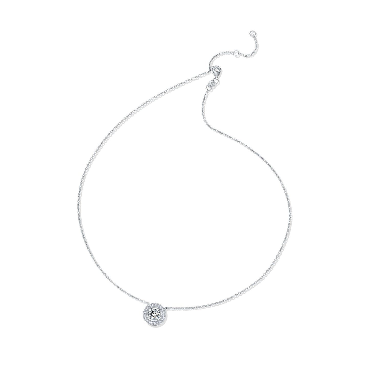 Moissanite  Round Bubble 1 Carat Round Bag Pendant Full Moissanite S925 Silver Plated 18k Gold Necklace