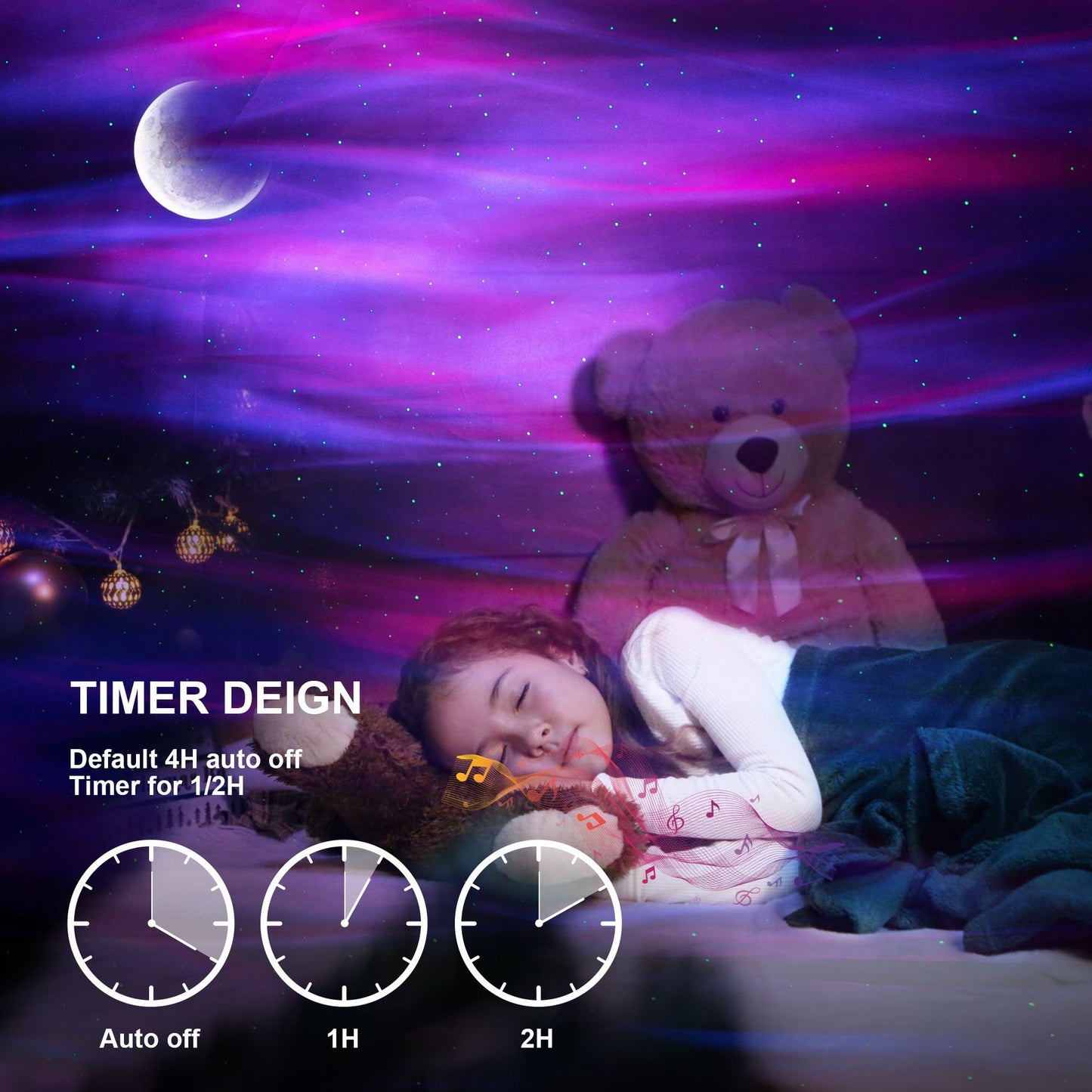 Led Dream Aurora Borealis Ocean Star Light Projector, Night Light Projector with Moon, Northern Lights Projector for Playroom, Bedroom, Home Cinema