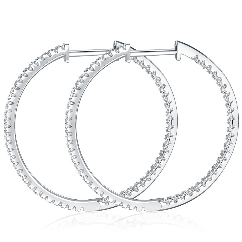 New Circle Earrings S925 Sterling Silver Stud Earrings Women's High-end Moissanite Earrings Show Small Face
