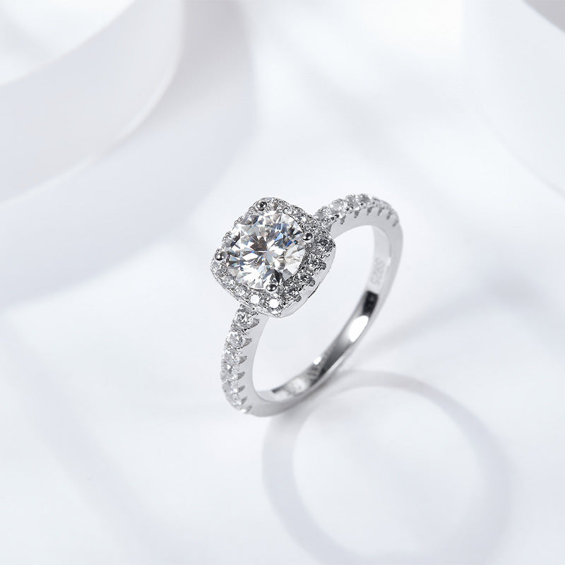 Moissanite Women's Ring Sterling Silver 3 Carat D Color Luxury Wedding Ring Square Bag Luxury Setting Engagement Wedding Ring