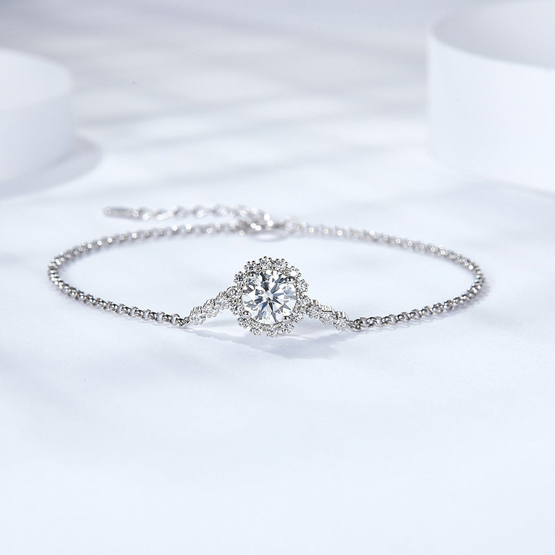 Classic Round Bag Romantic Ferris Wheel Moissanite Diamond Bracelet for Women S925 Silver Plated 18k Gold Stacking