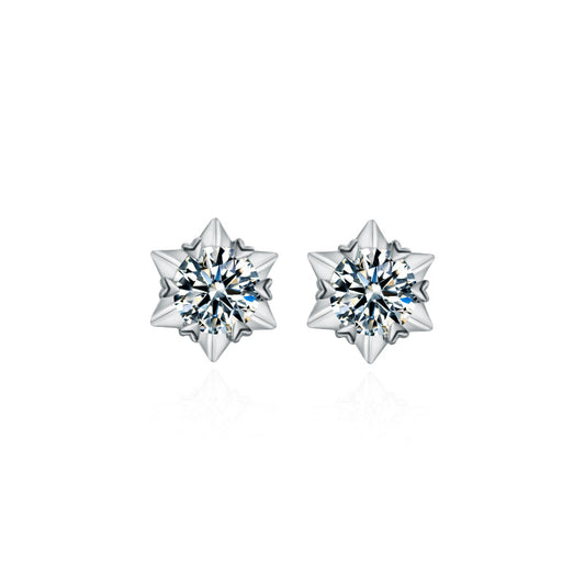 50 points - 1 carat snowflake 925 silver fashion light luxury moissanite stud earrings