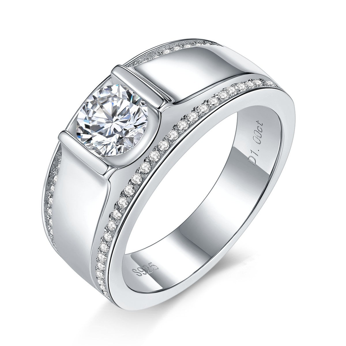 2 carat heroic men's wedding pair rings, moissanite couple gift silver plated 18K gold ring