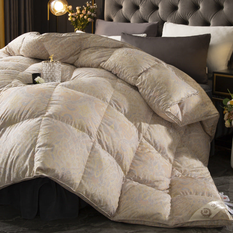 The hotel's high-end double-layer duvet 120 jacquard 95 white goose down winter quilt wedding quilt core thickened duvet