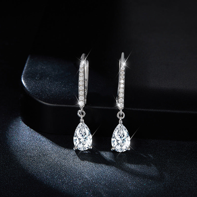 Water Drop 5*8mm One Carat Pear Shaped Earrings S925 Sterling Silver Gold Plated Women's Full Moissanite Earrings