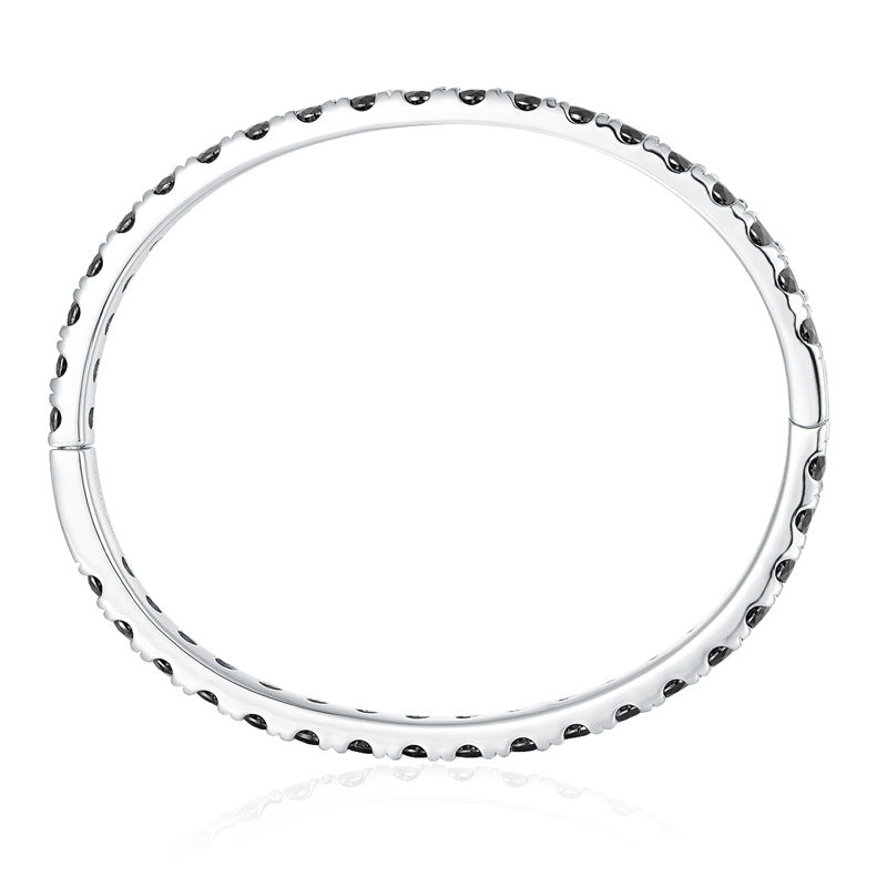 Full circle 4mm round black moissanite bracelet hip hop style unisex S925 silver gold plating