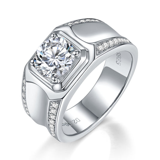 streaming moissanite diamond ring 1 carat silver plated 18k white gold men's ring white gold wedding ring couple