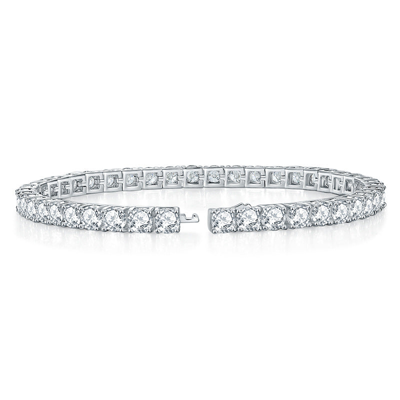 Classic four-claw 30 minutes 50 minutes 1 carat full circle D color VVS Moissanite 925 silver tennis bracelet
