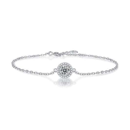 Fashionable and versatile 925 silver 50 points eight hearts and eight arrows moissanite round bag for girlfriend gift simple women's bracelet