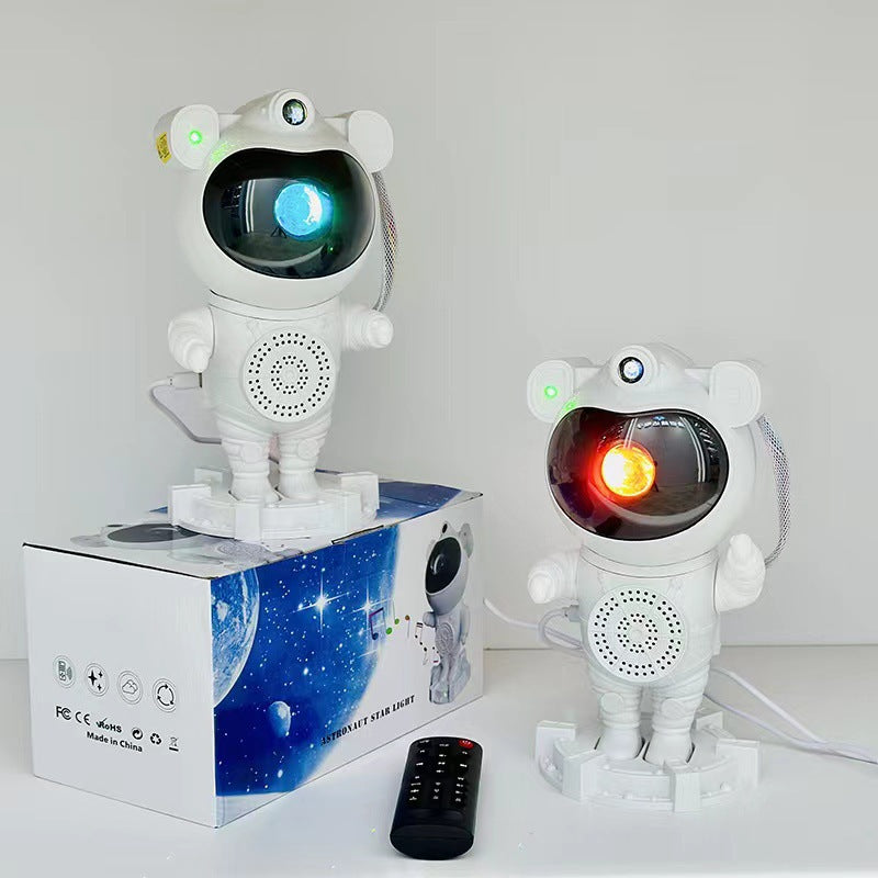 Astronaut starry sky projector lamp, standing posture, Bluetooth audio, white noise projection atmosphere lamp