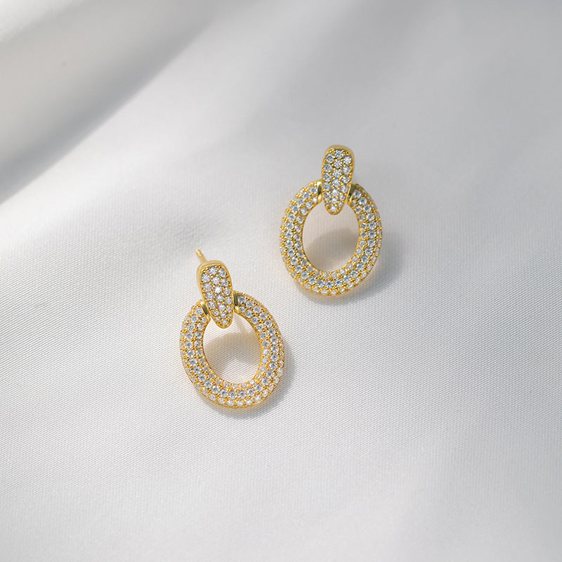ins style  station small fresh earrings D color VVS moissanite stud earrings S925 silver plated 18k gold earrings