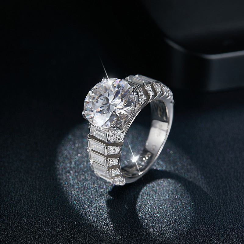 5 carat round moissanite baguette diamond ring luxury large carat hand ornament women