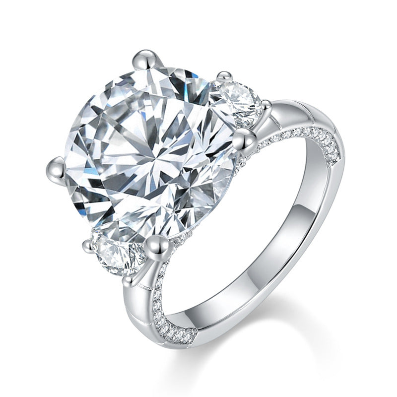 Luxurious and atmospheric round 13.0mm 8ct full moissanite silver gold-plated ring