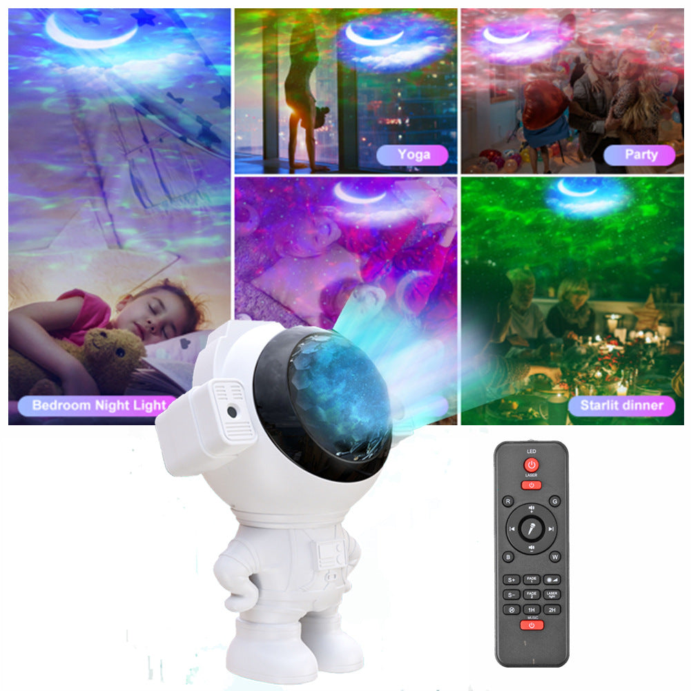 Astronaut Starry Sky Light USB Bluetooth Music White Noise Aurora Star Astronaut Projection Light Bedroom Atmosphere Light