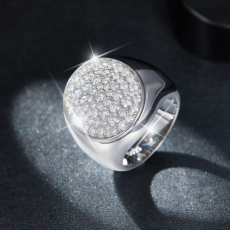 Hip hop style luxury full diamond D color VVS moissanite second over diamond pen men's trend ring S925 silver men's ring