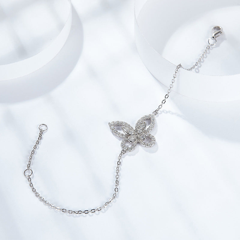 Fashion Classic Graff Butterfly Full Diamond Moissanite Bracelet S925 Silver Plated 18k Gold Stacked Hands