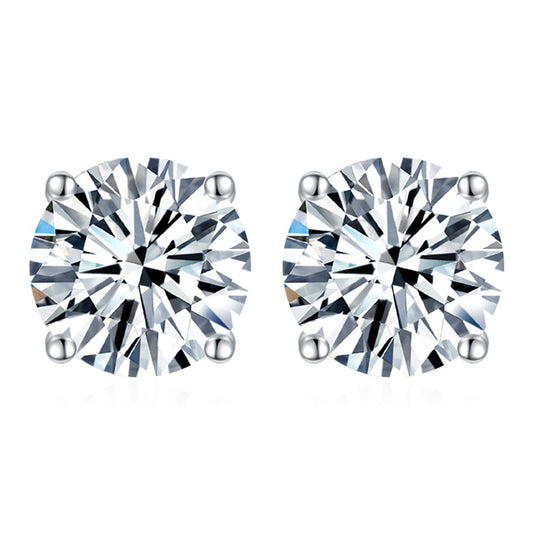 Simple metal sterling silver four-paw shape S925 moissanite earrings Internet celebrity cold wind stud earrings female