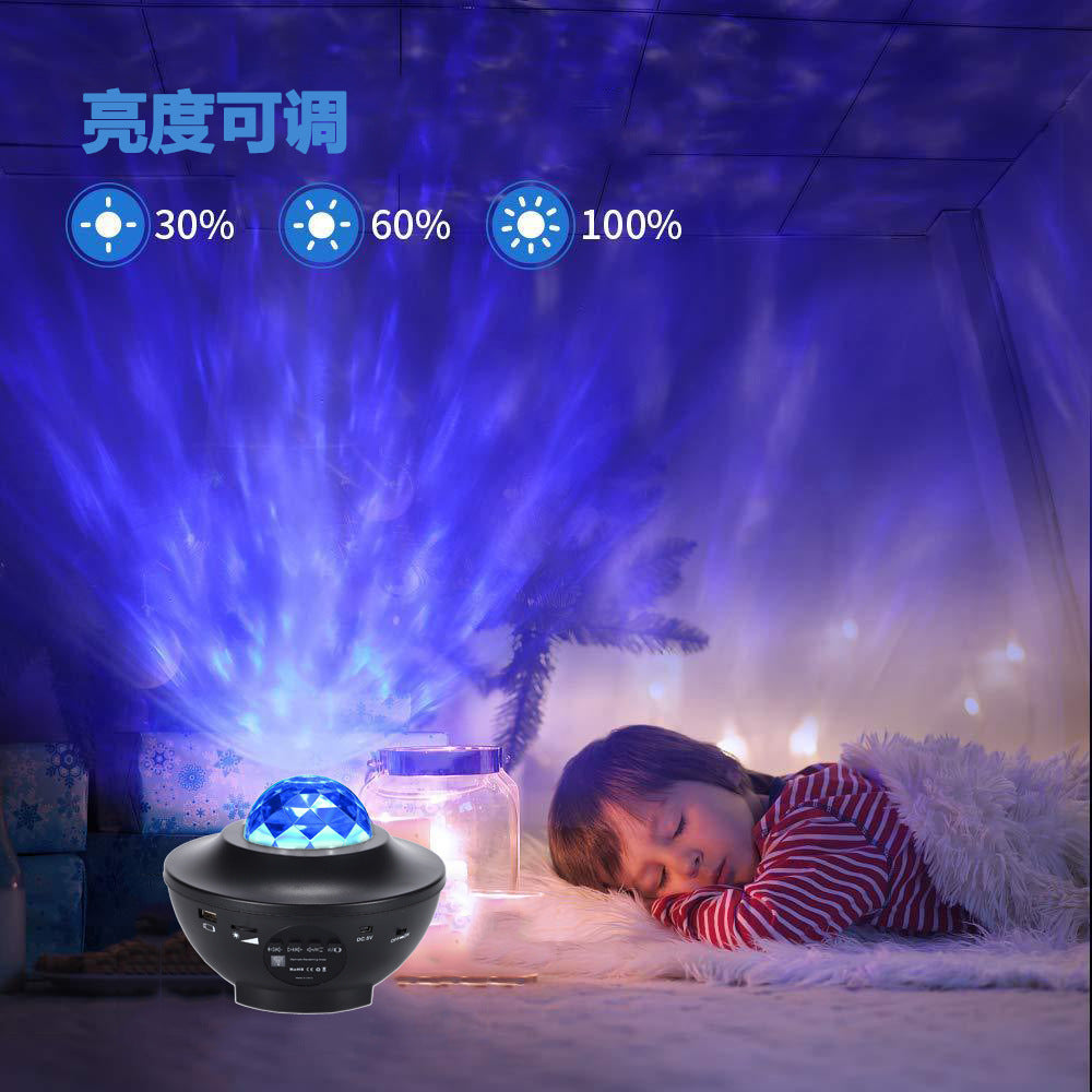 Remote Control Creative LED Music Starry Water Starry Sky Projector Light Creative Color Laser Water Ripple Bedroom Atmosphere Light