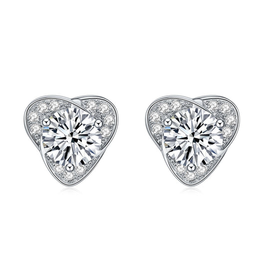 D color moissanite 925 silver plated 18K gold heart flower blossom earrings full of diamond heart shaped Valentine's Day gift one drop