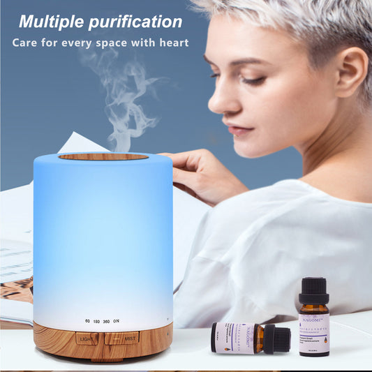 Simple Seal Ultrasonic Humidifier Household Mini 300ml Aroma Diffuser Air Atomizer Wood Grain Humidifier
