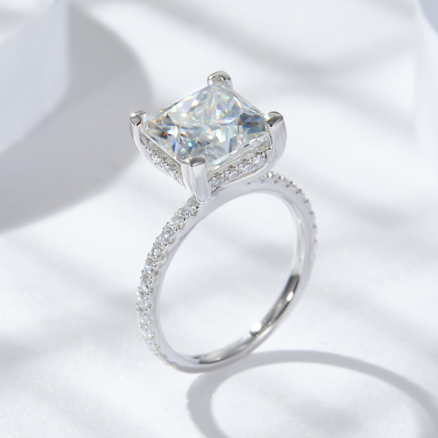 9.5mm 5 carat full moissanite silver ring