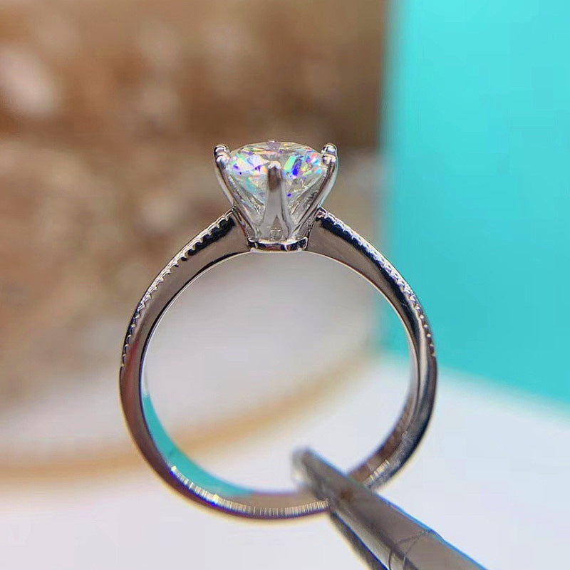 New 925 silver moissanite bead edge ribbon six-prong live  with gifts for girlfriend rings