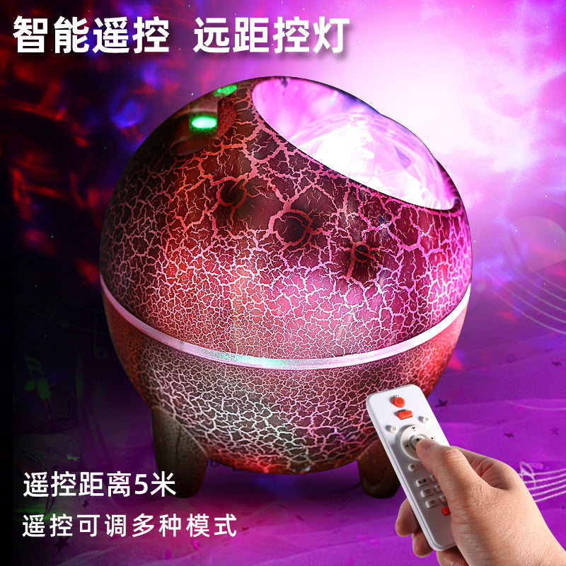 cracked dinosaur eggs full of stars projection light, remote control bluetooth music white color hand-painted