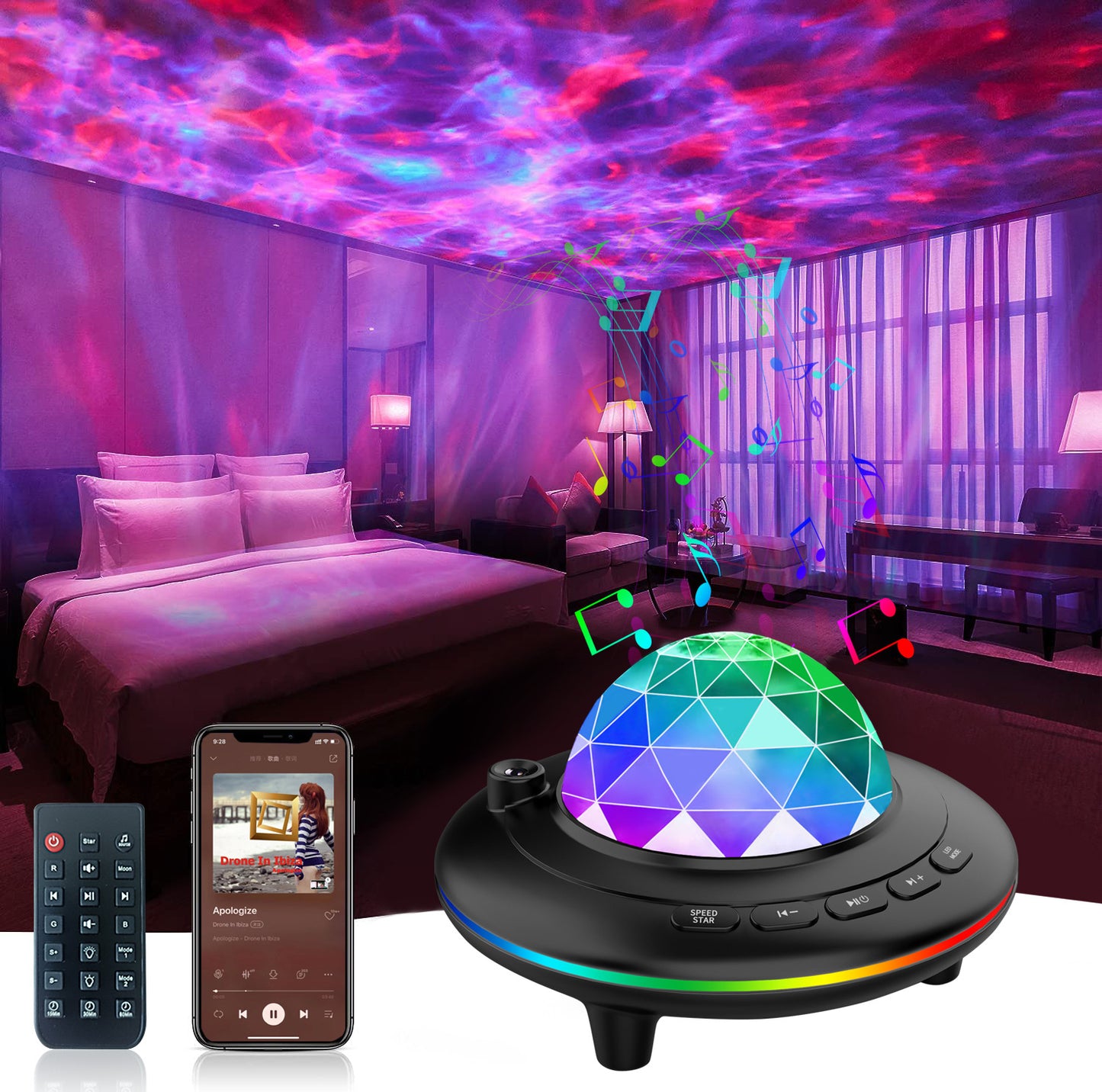 LED star projector galaxy starry atmosphere projection lamp remote control bluetooth laser laser bedroom night light