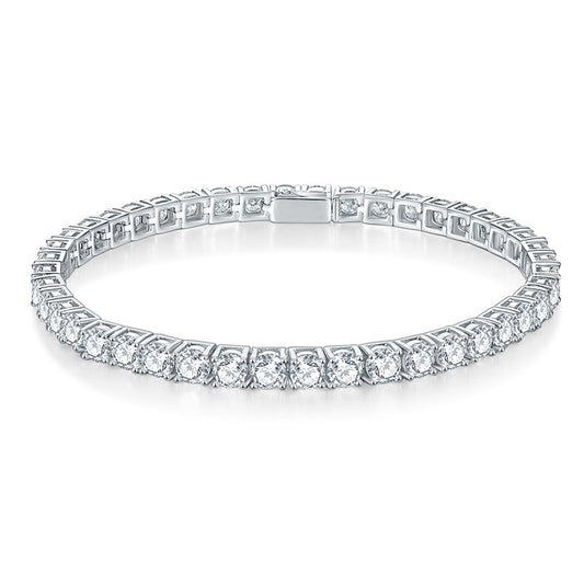 Classic four-claw 30 minutes 50 minutes 1 carat full circle D color VVS Moissanite 925 silver tennis bracelet