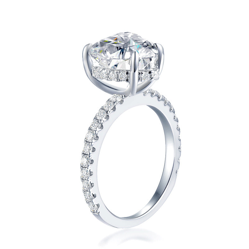 9.5mm heart shape 3.5ct moissanite S925 silver plated 18k white gold engagement ring women