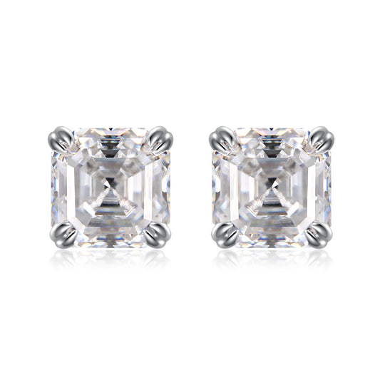 New 925 silver 2 carat pagoda shape D color moissanite ascheel earrings