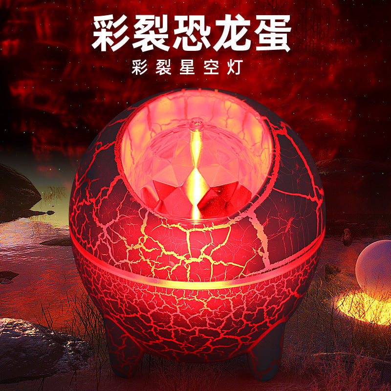 cracked dinosaur eggs full of stars projection light, remote control bluetooth music white color hand-painted